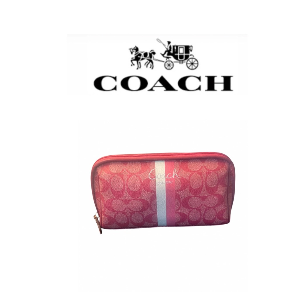 Coach Pink Signature Coated Canvas Cosmetic Bag